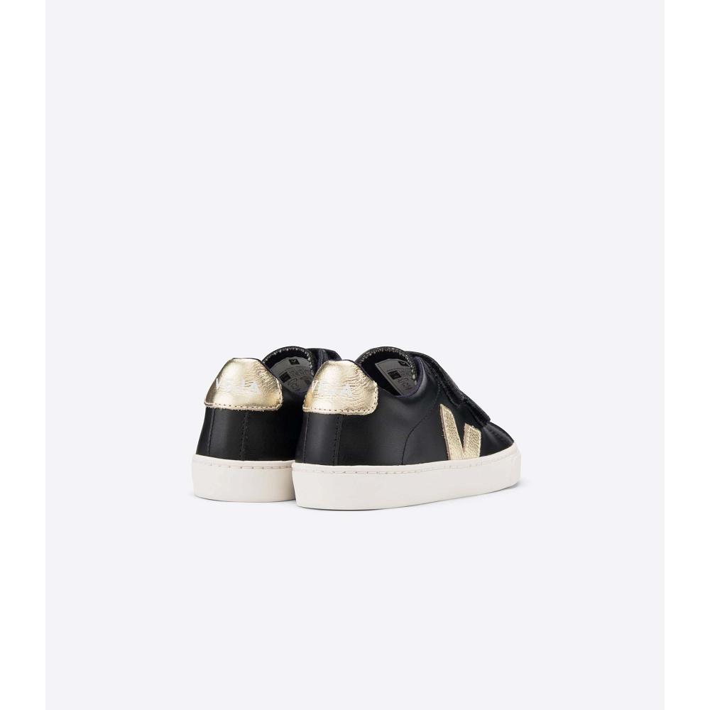 Veja ESPLAR LEATHER Sneakers Kinderen Black/Gold | NL 812UZG